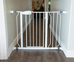 Wall Nanny extender installed on a pressure gate spindle demonstrating how it adds width near a doorway corner.
