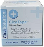CicaTape silicone scar tape being torn easily by hand without scissors using micro-perforations.