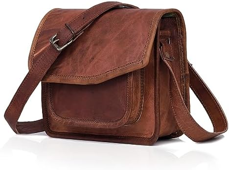 Cuero Handmade Crossbody Tablet Bag Distressed Leather Texture