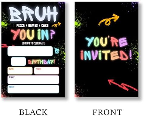 QZJ gamer theme fill in the blank invitations showing clear pre printed spaces for date and time