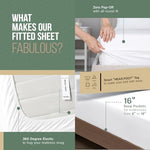 Detailed view of elasticized edge on Texas Linen Co. bed sheet