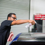 Chemical Guys vinyl wrap protection spray application on a wrapped car surface for cleaning and UV protection