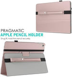 Premium rose gold PU leather tablet pencil pouch with secure buckle close feature