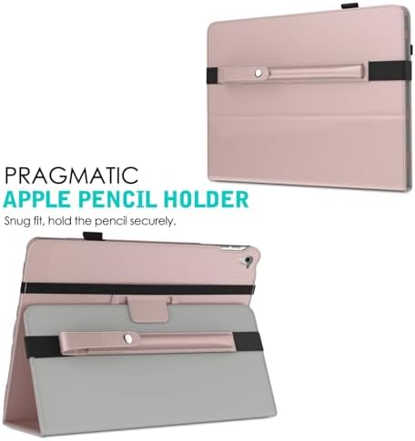 Premium rose gold PU leather tablet pencil pouch with secure buckle close feature