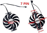 WLQTKST dual video card cooling fans showcasing the precise twenty seven by one hundred and five millimeter mounting holes