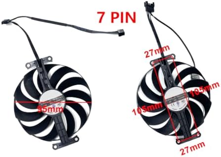 WLQTKST dual video card cooling fans showcasing the precise twenty seven by one hundred and five millimeter mounting holes