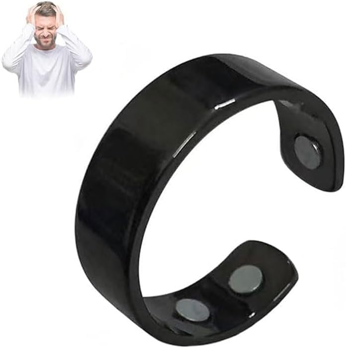 TACBSP Auvulis Migraine Ring front view showing the adjustable open design and black finish.