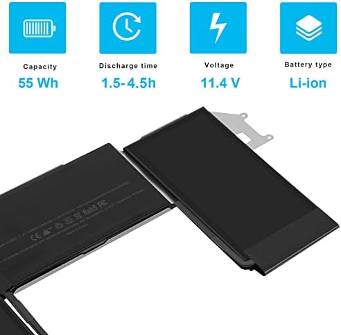 Close up view of the black lithium polymer cells detailing the precise alignment tabs for secure internal laptop mounting.