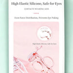Portable lipstick sized travel case open alongside the pink Leleteil contact lens insertion device