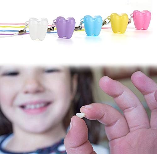 Durable plastic tooth storage box with necklace string detail