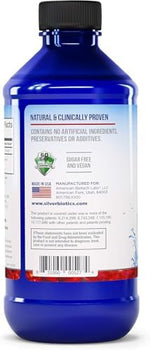 Back label of American Biotech Labs Silver Biotics supplement detailing ingredient facts
