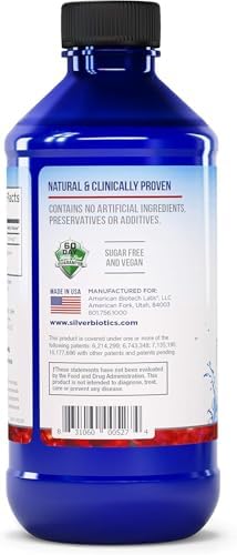 Back label of American Biotech Labs Silver Biotics supplement detailing ingredient facts