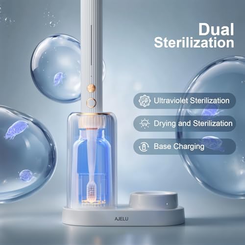 Close-up view of the AJELU drying and sanitizing holder base with UV light technology