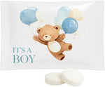 Simply Peppermint Breath Mints pouch opened displaying the vegan non GMO credentials.