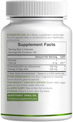 Deal Supplements CoQ10 100mg bottle displaying third party lab tested and quality assurance seals.