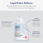 The Clean People Spring scent fabric softener ingredients label showing paraben-free formula.