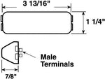 Peterson 154A heavy duty amber trailer light assembly mounted on a vehicle bumper showing side profile dimensions.