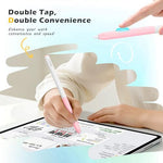 MoKo silicone pencil cover attached magnetically to a tablet for wireless charging.