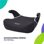 Side angle view of the Cosco Rise travel booster seat showcasing its lightweight compact design for multi child vehicles