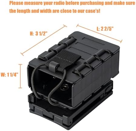 TACNEX walkie talkie case side view displaying the adjustable braided elastic bungee cord system