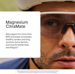 Side profile of THORNE Magnesium CitraMate capsule bottle showing authentic USA import seal