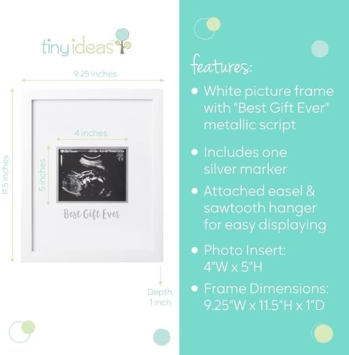 First time moms pregnancy gift frame showing the sturdy easel backing for table display