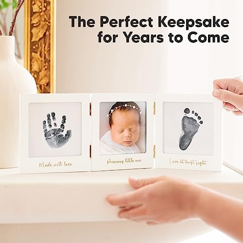 KeaBabies white and gold baby registry gift set displaying real glass cover durability.