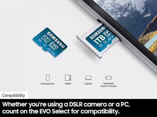 Premium flash storage card displaying the distinctive blue color scheme of the EVO Select series