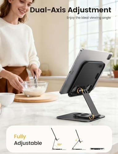 Lamicall heavy duty desktop mount displaying the three hundred sixty degree rotating metal base