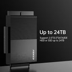 Fideco high speed hard drive adapter illustrating transfer connection to a modern laptop