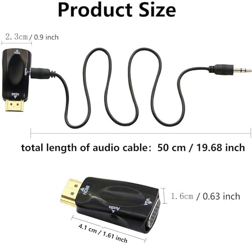 Back view of the RyzCare HDMI to VGA cable converter showing durable build quality.