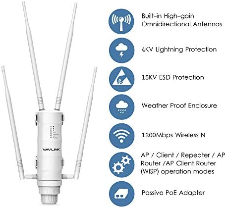 Weatherproof dual band wireless access point mounted on an outdoor pole showing durable housing