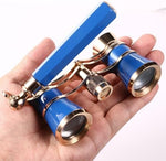 Aroncent compact metal lorgnette glasses showing central focusing wheel