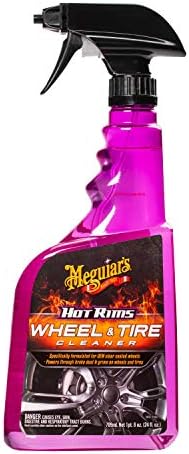 Close up of Meguiar's Hot Rims foaming action on car wheels