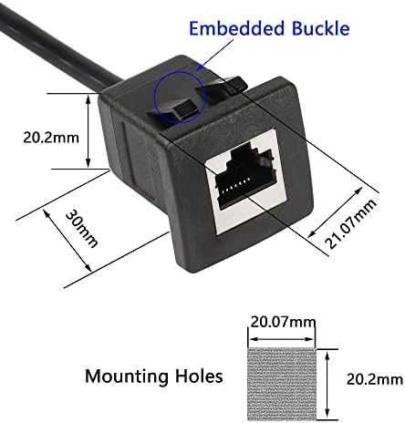 CERRXIAN shielded RJ45 female to male extension wire showing the full 2 meter length.