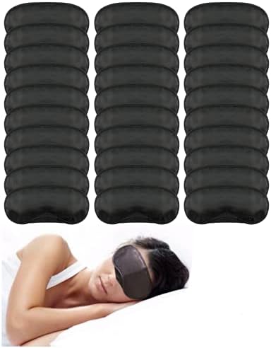 Eye Mask Sleep Masks Sleeping Mask Blindfold Eye Cover Team Building Games Party with Nose Pad and Adjustable Strap for Women Men Kids 4 Layers Black (30 Pack) - Image 1