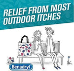 Back label of Benadryl topical analgesic cream showing 2 percent diphenhydramine hydrochloride active ingredient.