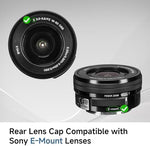 JJC rear lens cap displaying the internal groove design for electronic contact protection.