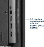 Insignia smart fire television rear panel highlighting the secure wall mounting VESA holes and layout.