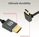RIIEYOCA right angle high speed HDMI cord connecting a digital camcorder to an external monitor