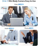 Small pocket video recorder with three separate physical buttons for video audio and snapshot functions.