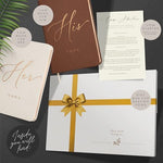 Close up of gold foil lettering on Artesori wedding vow books