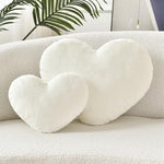 White plush heart cushion for living room decor
