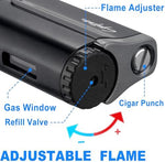 Cgaplus dual premium accessory set featuring modern black finish lighter and precise cigar cutter