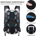 Anterk fifty liter anti theft business computer backpack showing open TSA friendly compartment