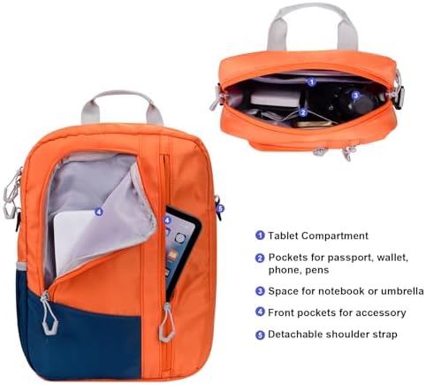 Cayeelu 9-11 Inch Tablet Sleeve Bag Orange crossbody strap attachment