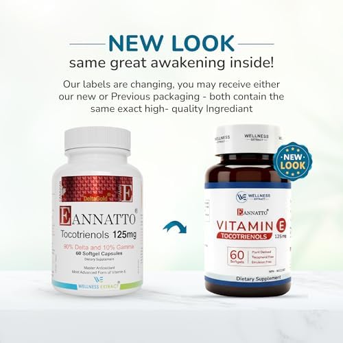 Wellness Extract Eannatto Vitamin E supplement bottle angled view showing product purity details