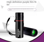 The premium BAK-4 prism lens element inside the CFDGEVX compact monocular scope illustrating its clear light transmission path.