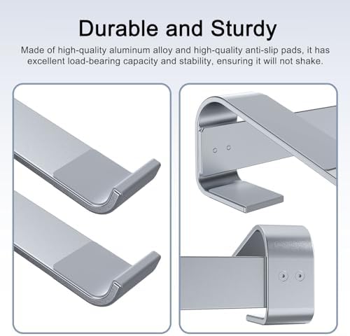 Premium imported aluminum laptop elevator showing screw installation process