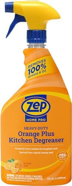 Zep heavy duty citrus kitchen degreaser spray bottle for grease removal.
